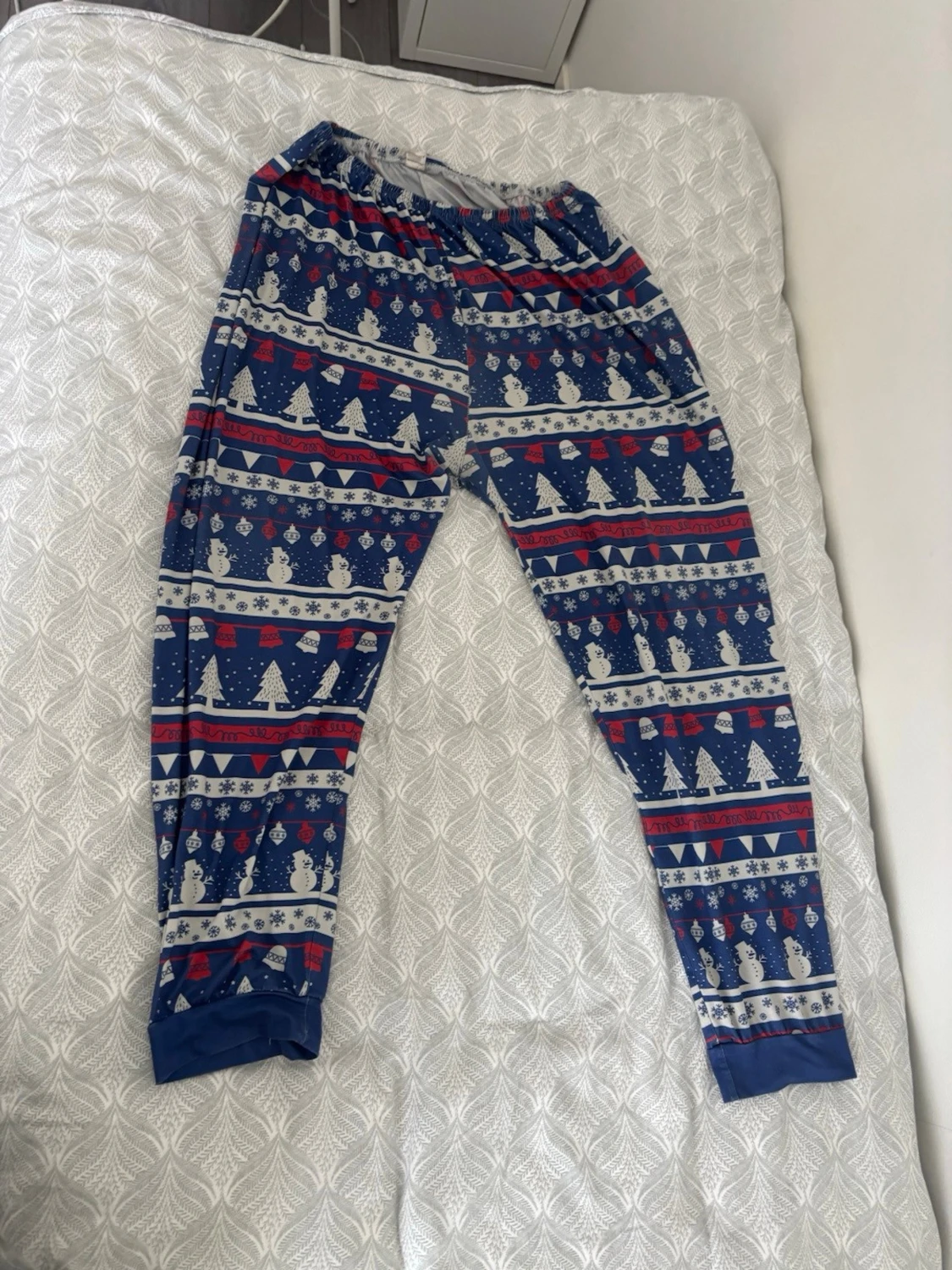 Blå julmönstrade pyjamasbyxor - 1