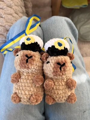 Virkade studenthänge - Två st virkade capybaras🩷