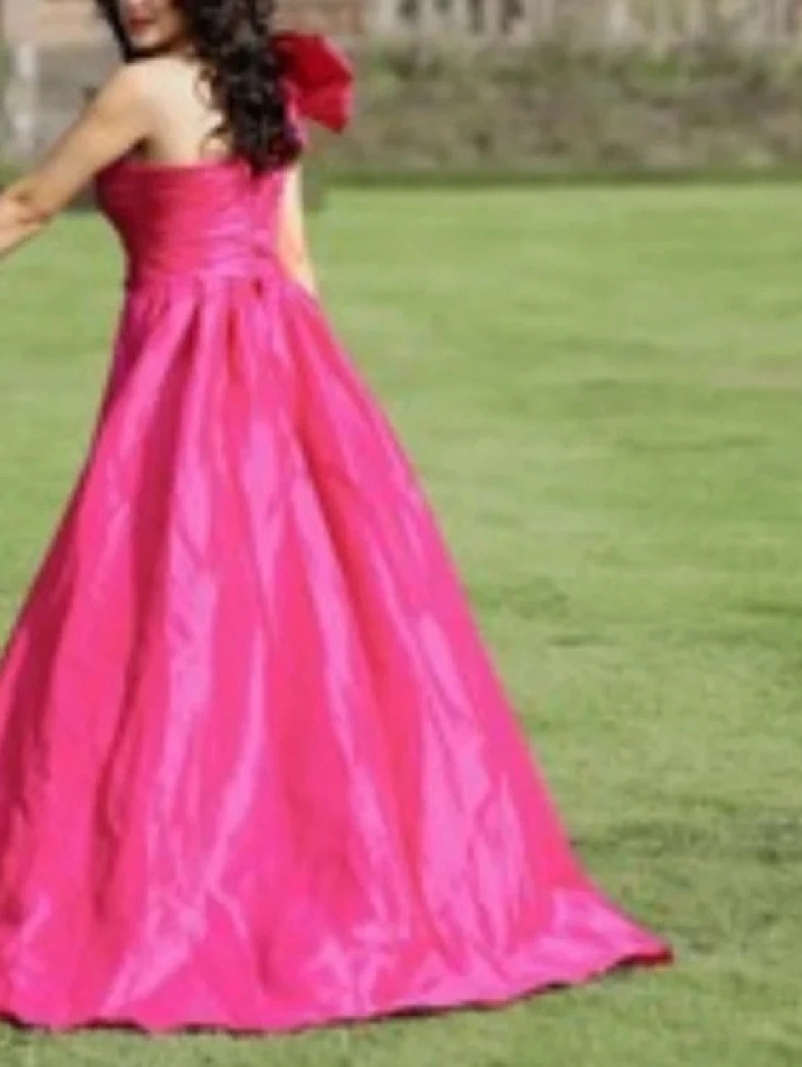 Rosa långklänning med slits - 1