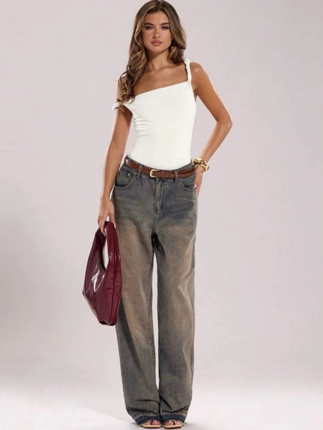 Mint grön asymmetrisk body med en axel