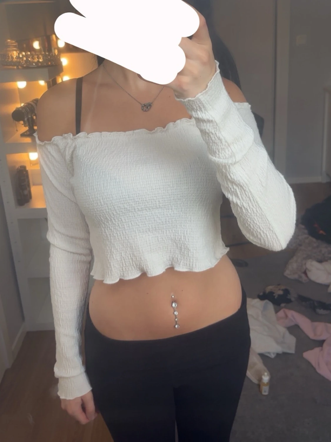 Vit offshoulder croppad topp