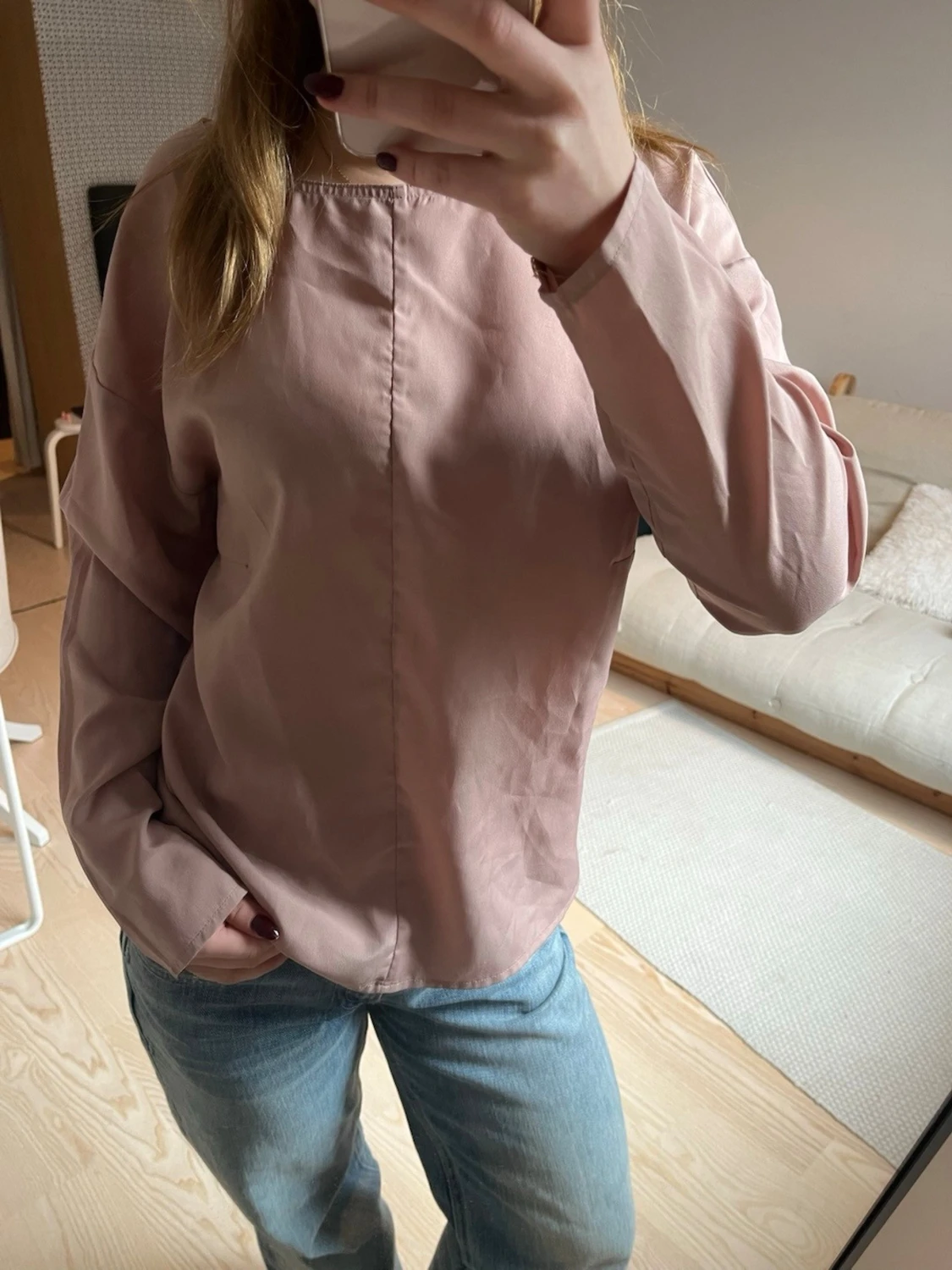 Ljusrosa långärmad blus - 1