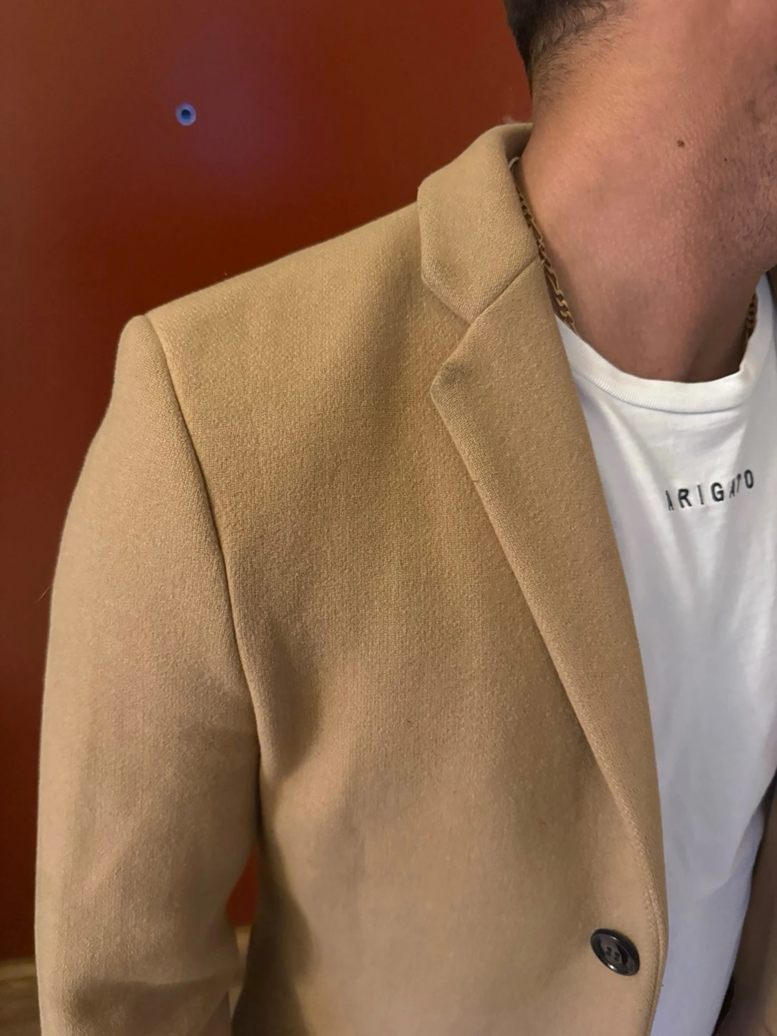 Klassisk beige ullkappa herr SELECTED - 2