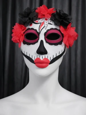 Blomsterdiadem med röda och svarta blommor - Snyggt diadem med stora konstgjorda blommor i rött och svart. Perfekt accessoar för att ge din look en färgstark och unik touch. Blommorna är gjorda i tyg och sitter på ett böjligt diadem som passar de flesta huvudstorlekar.