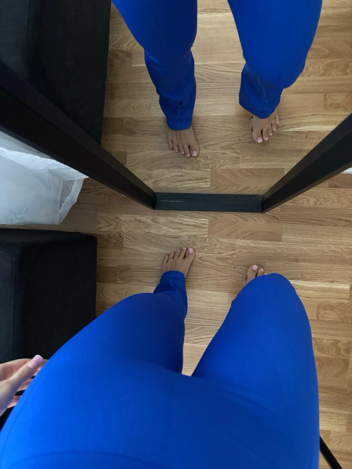 Blå tighta leggings med scrunch - 3