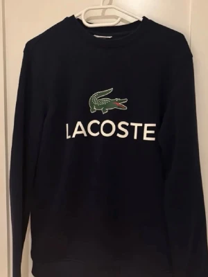 Mörkblå sweatshirt från Lacoste - Säljer en mörkblå sweatshirt från Lacoste med det klassiska krokodilloggan på bröstet. Köpt på zalando för cirka 500 kr skicket är mycket bra säljer då jag behöver pengar snabbt. Priset är ej hugget i sten kan mötas i Göteborg området för en 200 lapp🤝