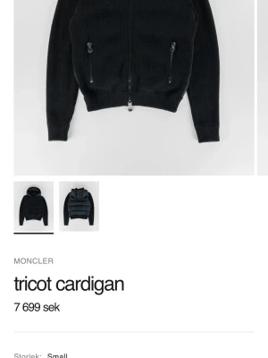 Moncler cardigan sökes helst i svart eller mörkblå - Helst i S och inget över 3500