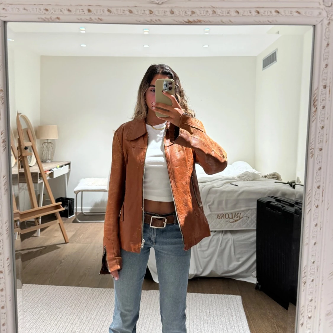 Vintage brun skinnjacka