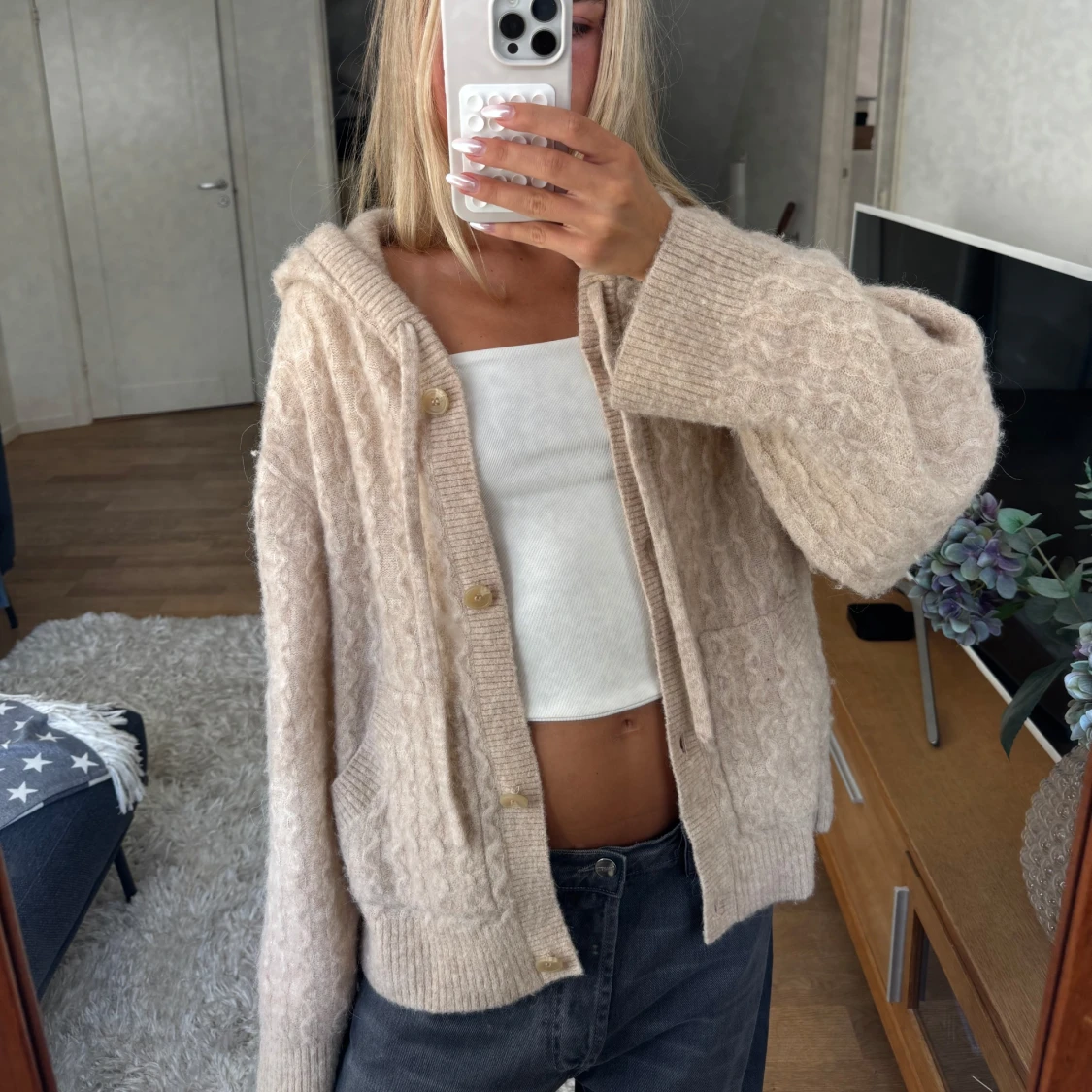 Stickad oversized kofta - 1