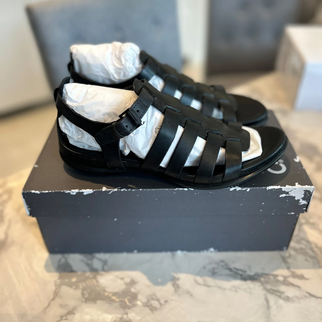  Svarta äkta skinn sandaler från ECCO - 1