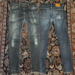 Vintage levis jeans - Sjukt feta jeans med en svårslagen tvätt, de är modellen 510 och har en slim passform! De har en liten lagning i skrevet som inte syns! Mått sista bilden: 1: 39cm 2: 25cm 3: 102cm 4: 15cm ( det är ett par jeans! 