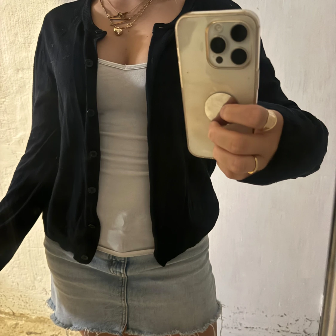 Svart cardigan jacka med knappar - 1