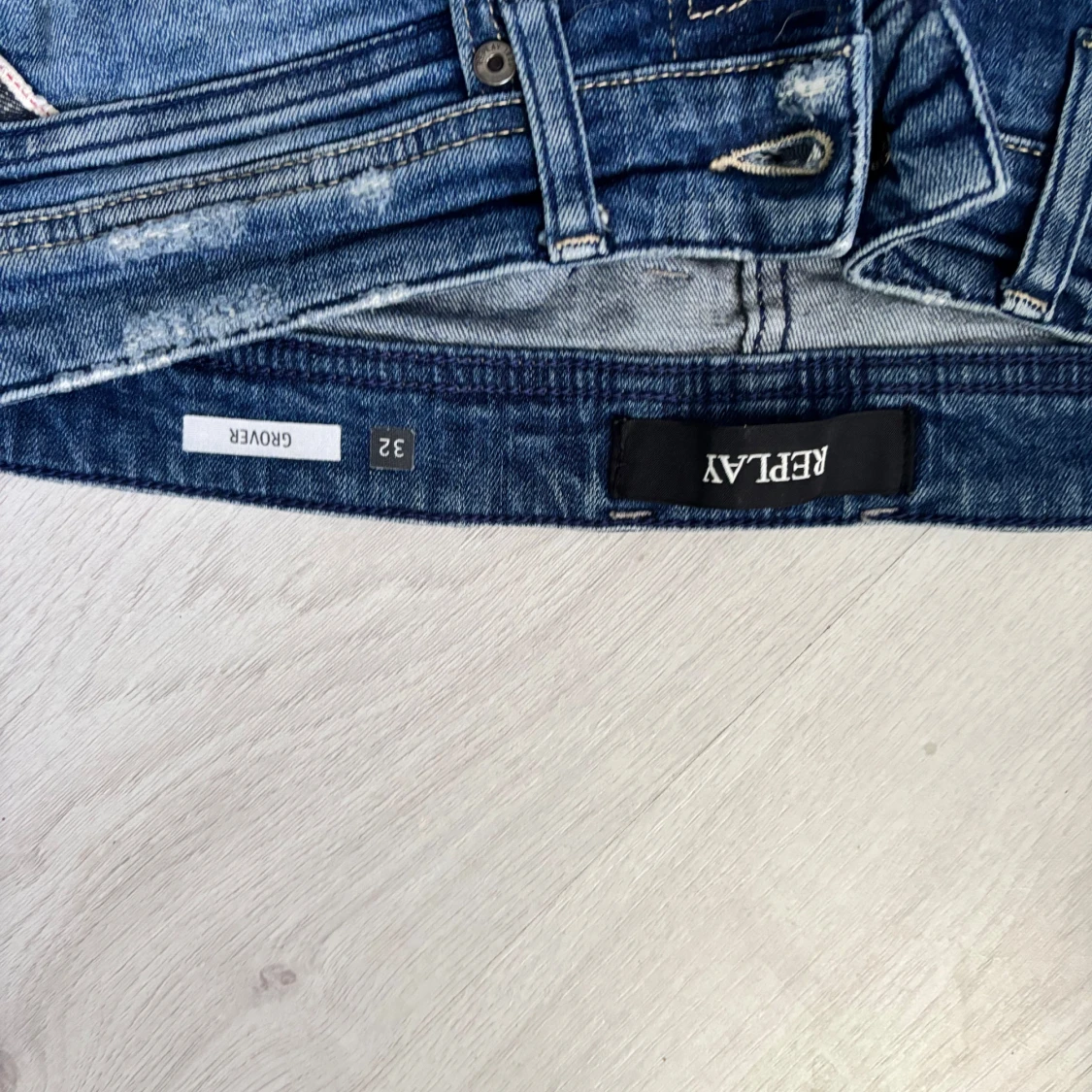 Blå Replay Grover jeans med slitningar - 2