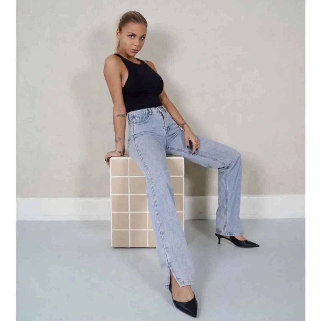 Ljusblå raka jeans venderbys  - 1