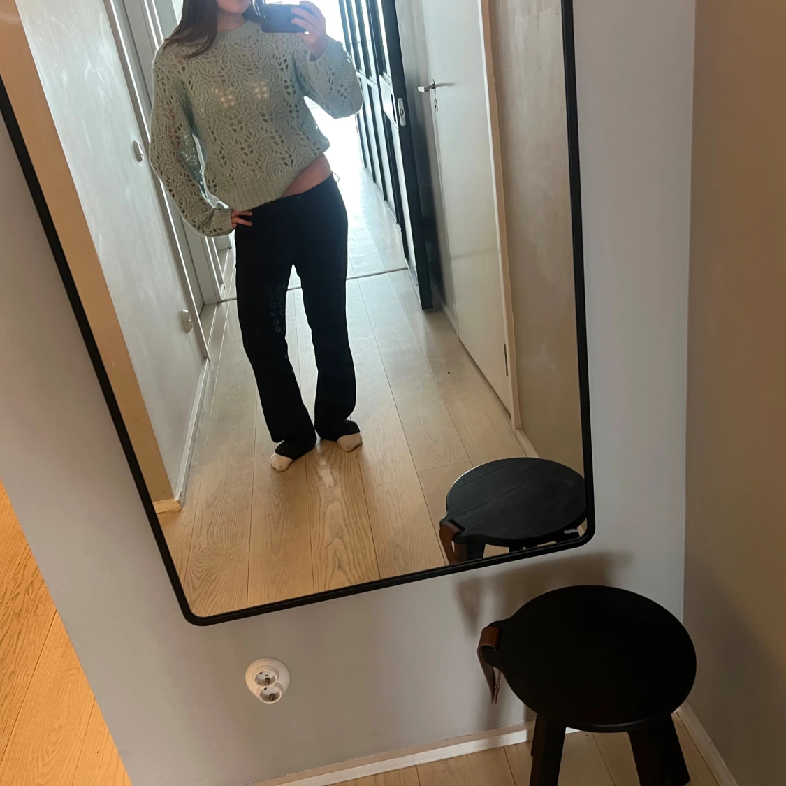 Turkos stickad tröja 