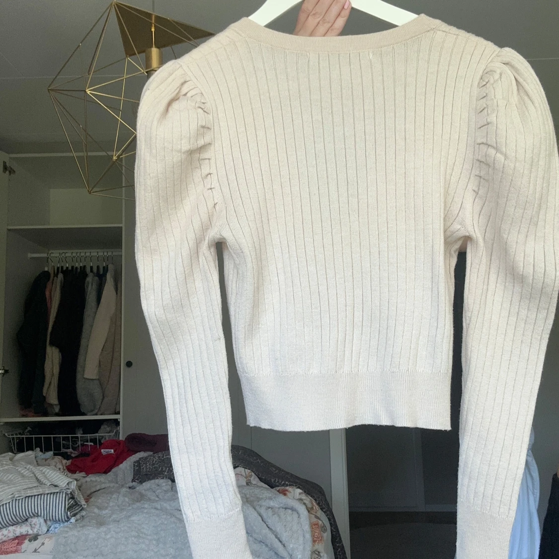 Beige ribbad kofta från ONLY - 1