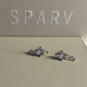 Silverfärgade örhängen med stenar från Sparv - sparv örhängen, aldrig använda. Nypris 399