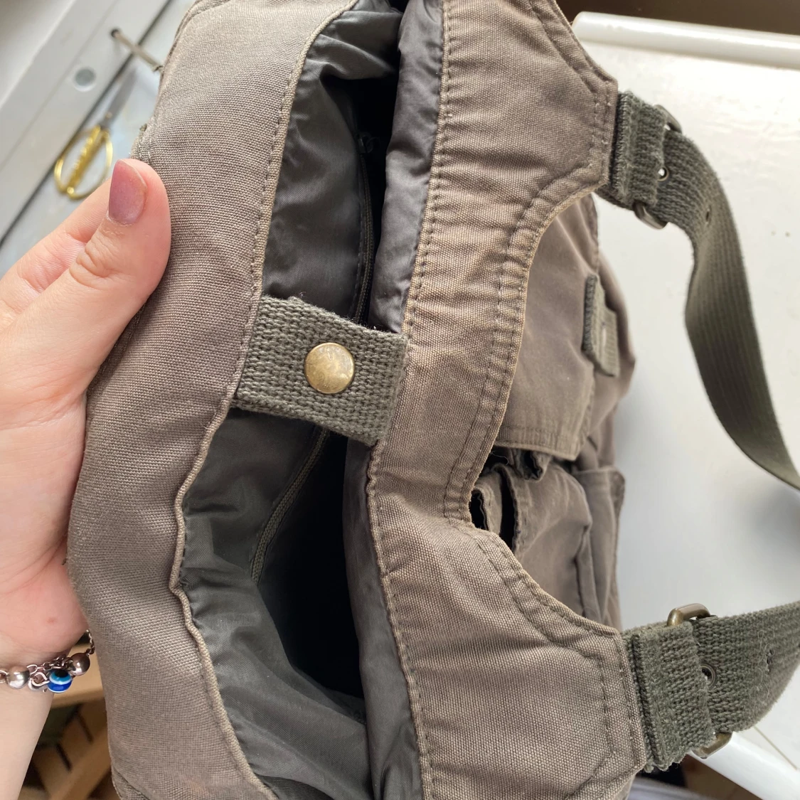 Grön axelväska med fickor - 3