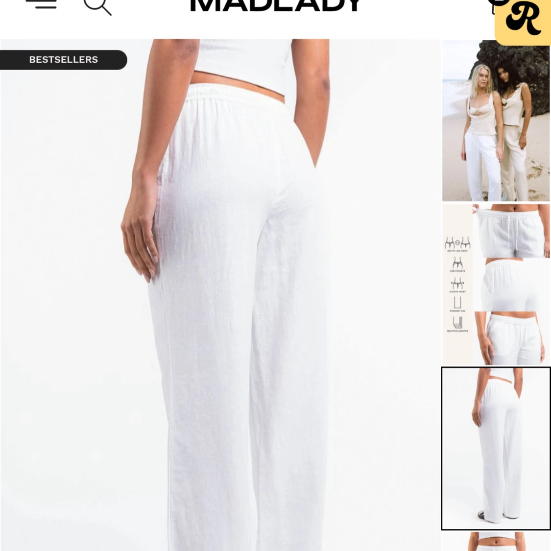 Vita linnebyxor med dragsko - 1