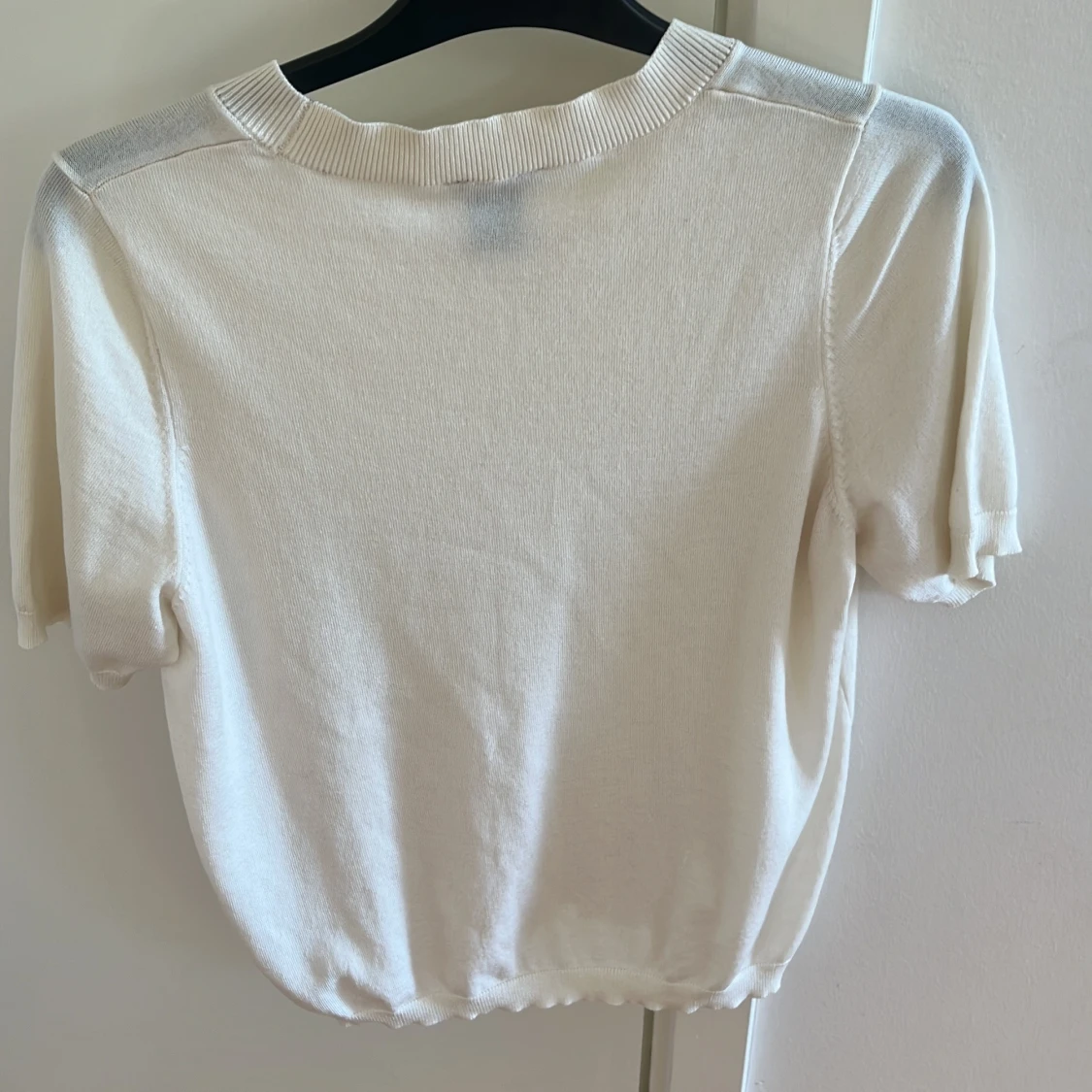 Vit stickad kortärmad tröja Lindex - 1