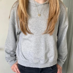Grå hoodie - Säljer en super fin  grå hoodie med normal passform. Tröjan har långa ärmar och en bekväm huva💕Aldrig använd och pris kan diskuteras!💖