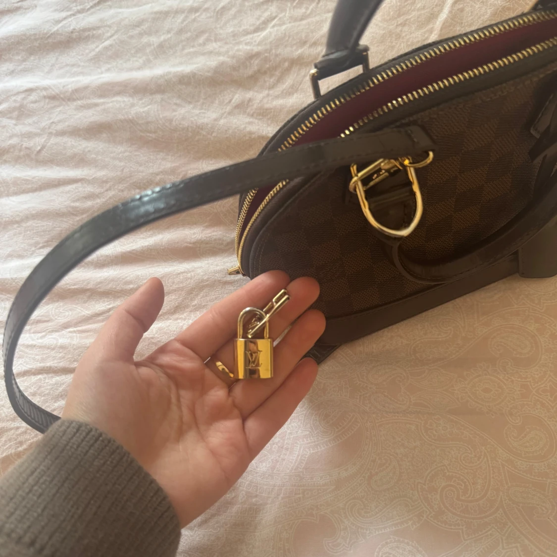 Brun rutig axelväska - 3