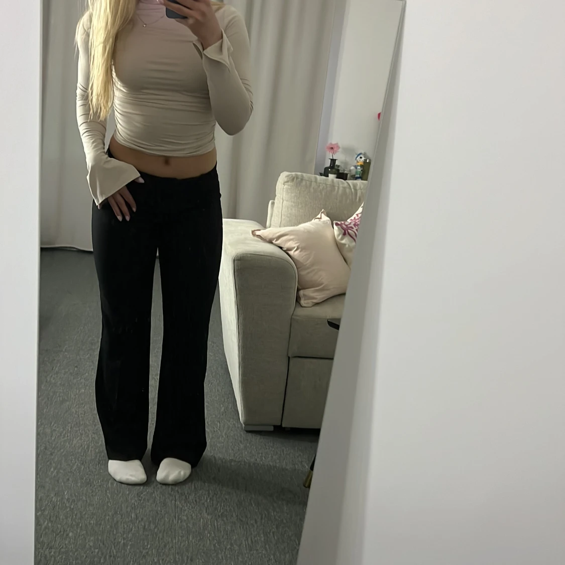 Beige långärmad topp