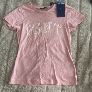 Rosa t-shirt från GANT - Säljer en snygg rosa t-shirt från GANT med deras logga tryckt i vitt på framsidan. T-shirten är kortärmad och gjord i mjuk bomull. Perfekt för en avslappnad stil. 💖