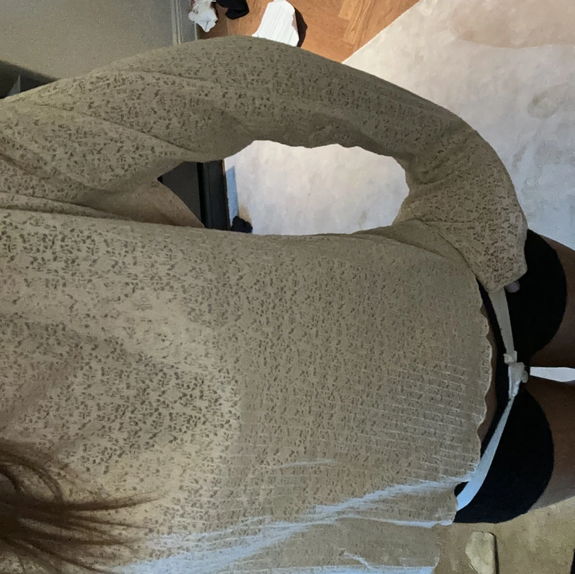 Beige ribbad tröja - 1