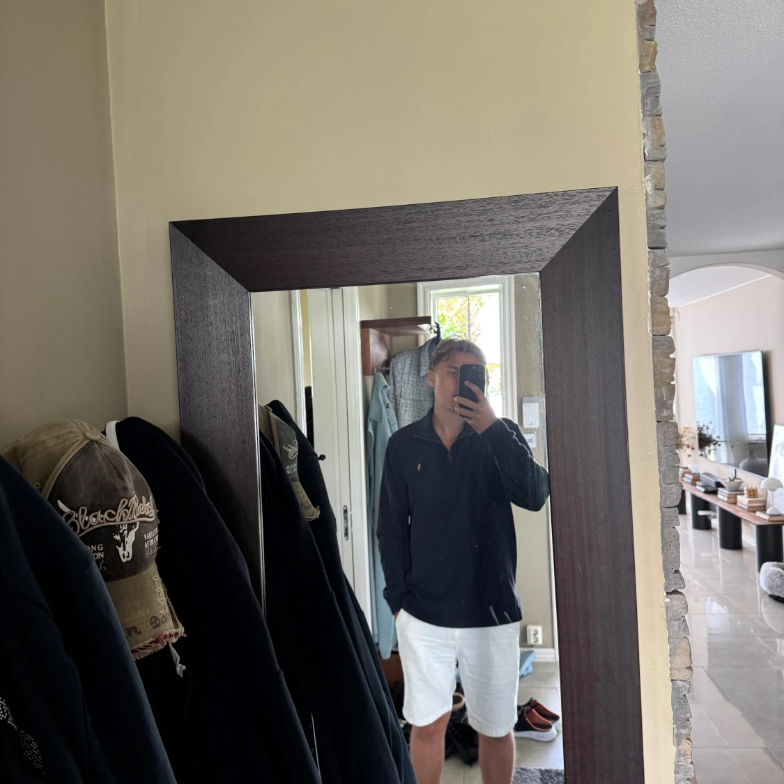 Mörkblå ralph lauren zip hoodie