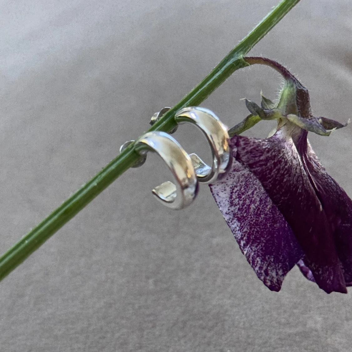 Chunky silvriga hoops örhängen - 1