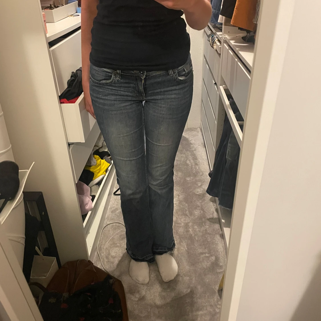 Blå bootcut jeans med låg midja - 2