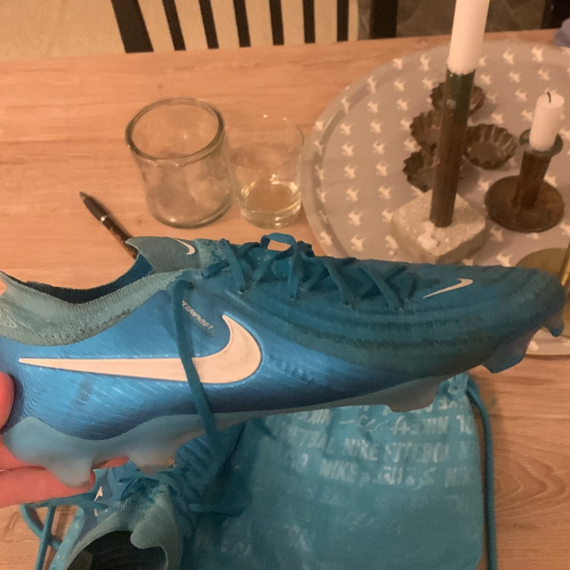 Nike blå fotbollsskor med snörning - 2