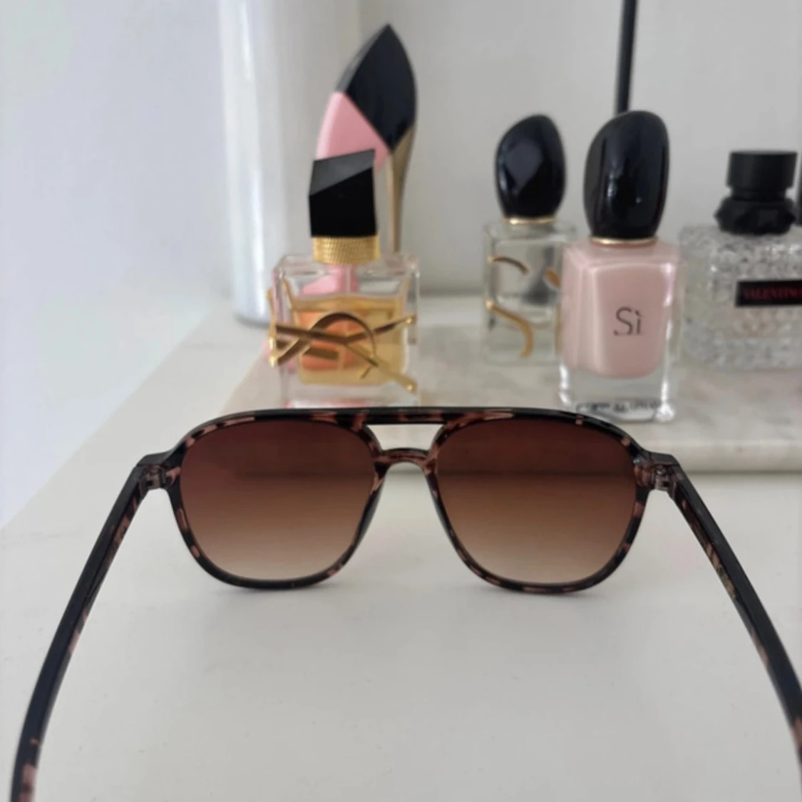 Bruna pilotbågar solglasögon leopardmönster - 2