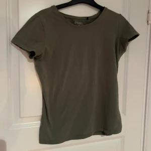 Olivgrön t-shirt från Etirel - Säljer en olivgrön t-shirt från Etirel i storlek S. T-shirten har en klassisk rund hals och korta ärmar