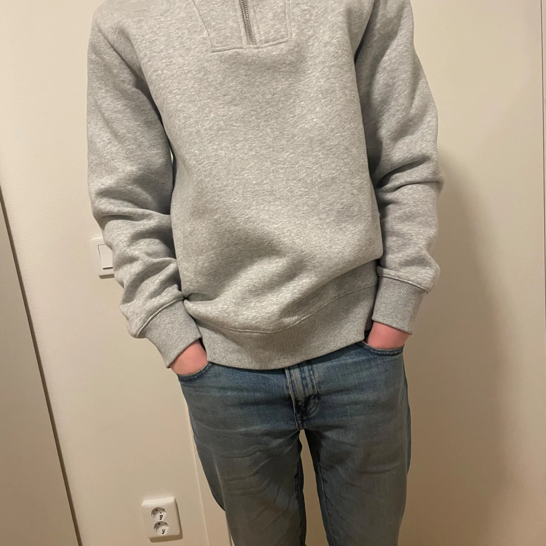 Grå halvzip sweatshirt - 3
