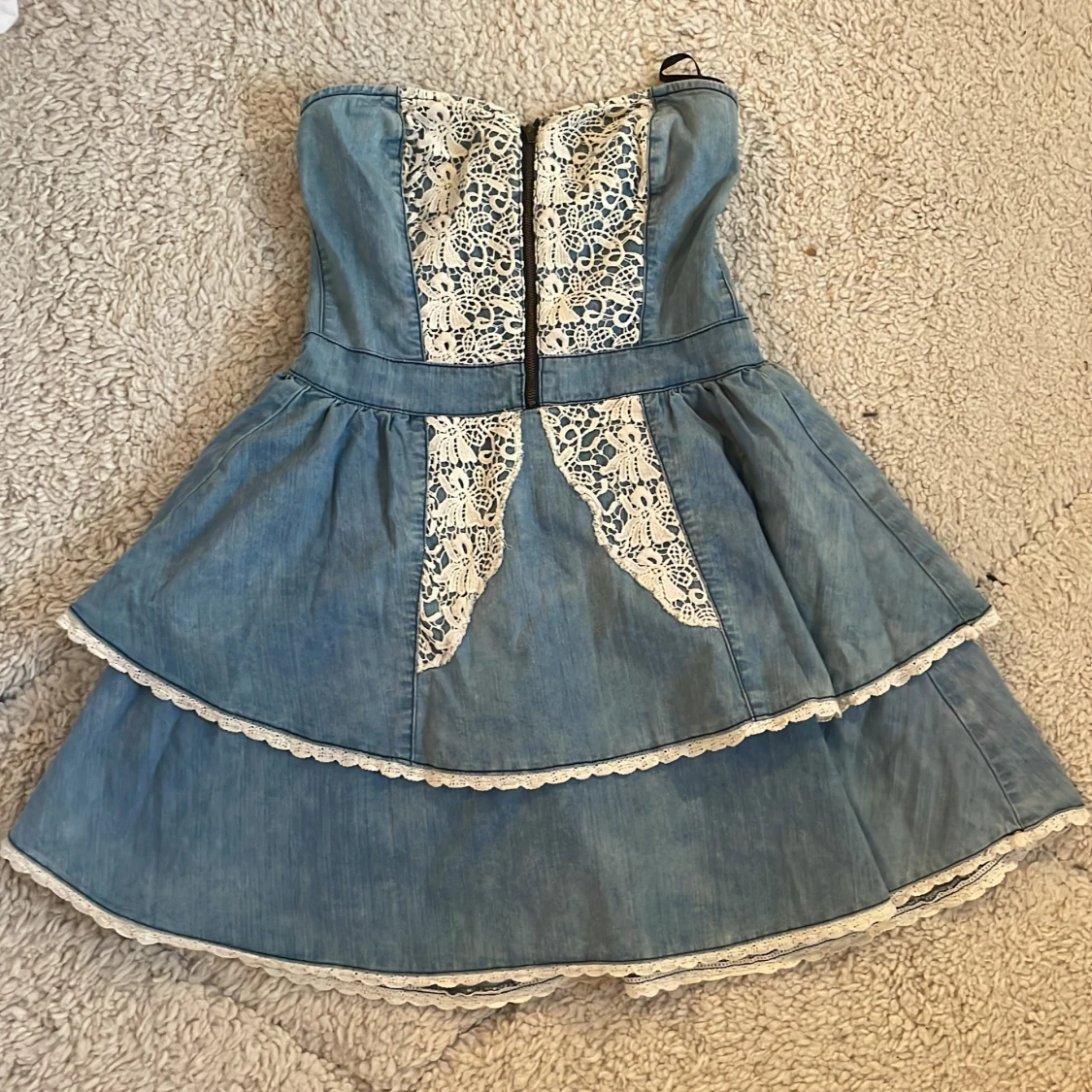 Jeansklänning volang och spets - 2