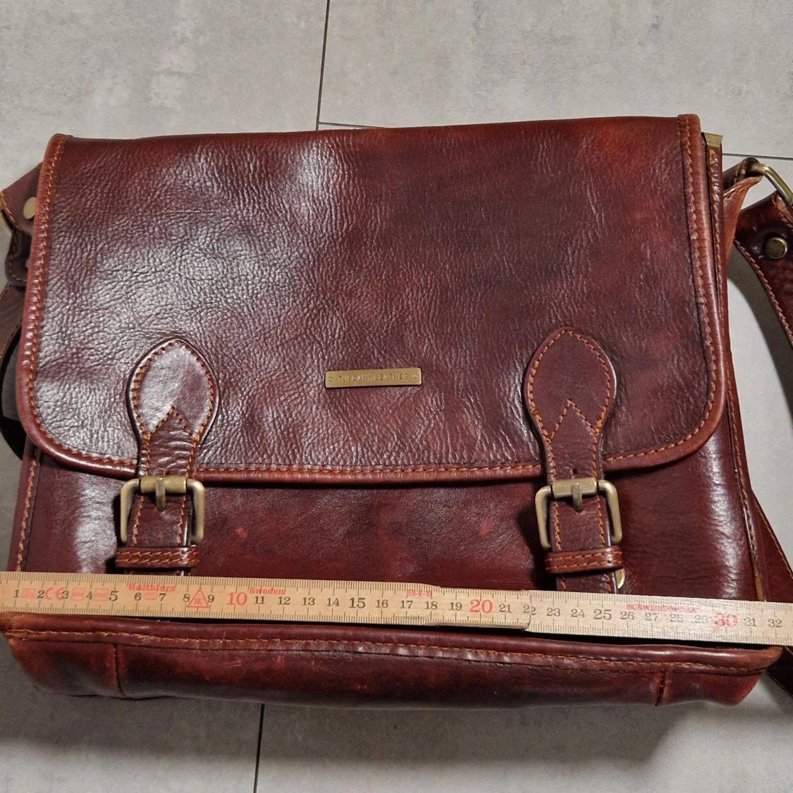 Brun axelväska i skinn  - 3