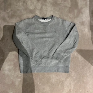 Grå sweatshirt från Polo Ralph Lauren - Klassisk grå sweatshirt från Polo Ralph Lauren med rund halsringning och broderad logga på bröstet. Tröjan har långa ärmar och ribbade muddar vid ärmslut och nederkant. Perfekt för en avslappnad och stilren look.