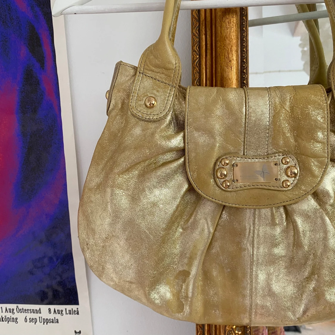 Vintage väska äkta läder skinn  - 1