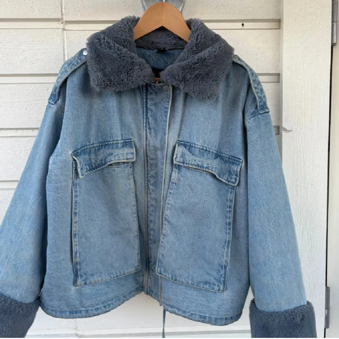  jeansjacka päls detaljer  - 3