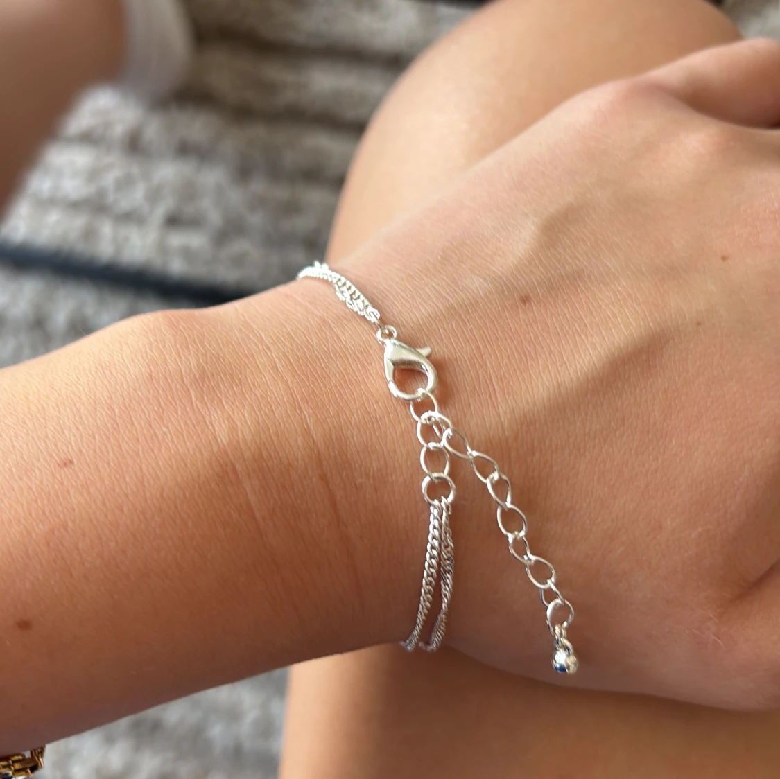 Dubbel silverarmband med tunn kedja - 1