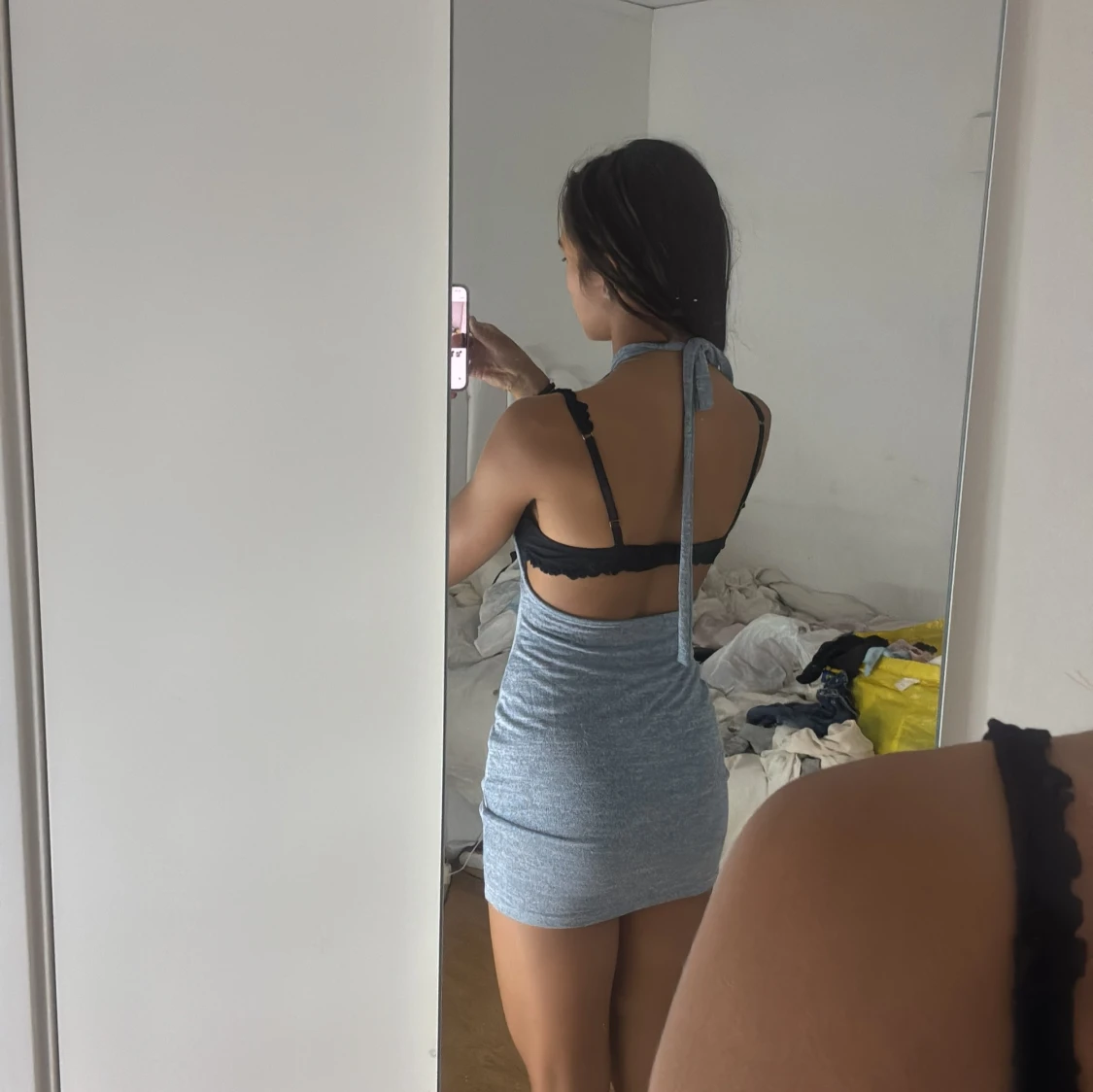 Ljusblå halterneck klänning Shein XS - 2