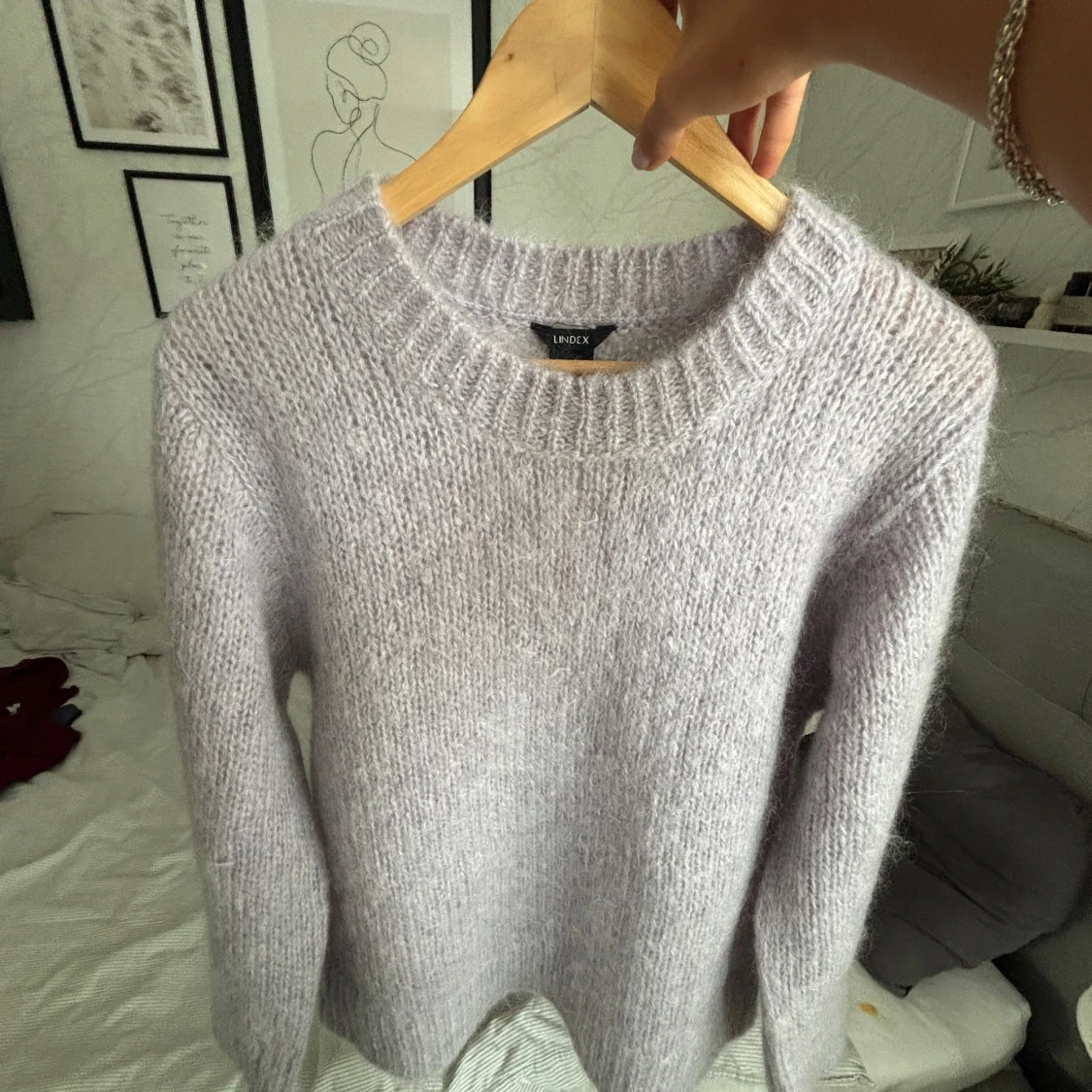 Ljuslila stickad tröja  - 2