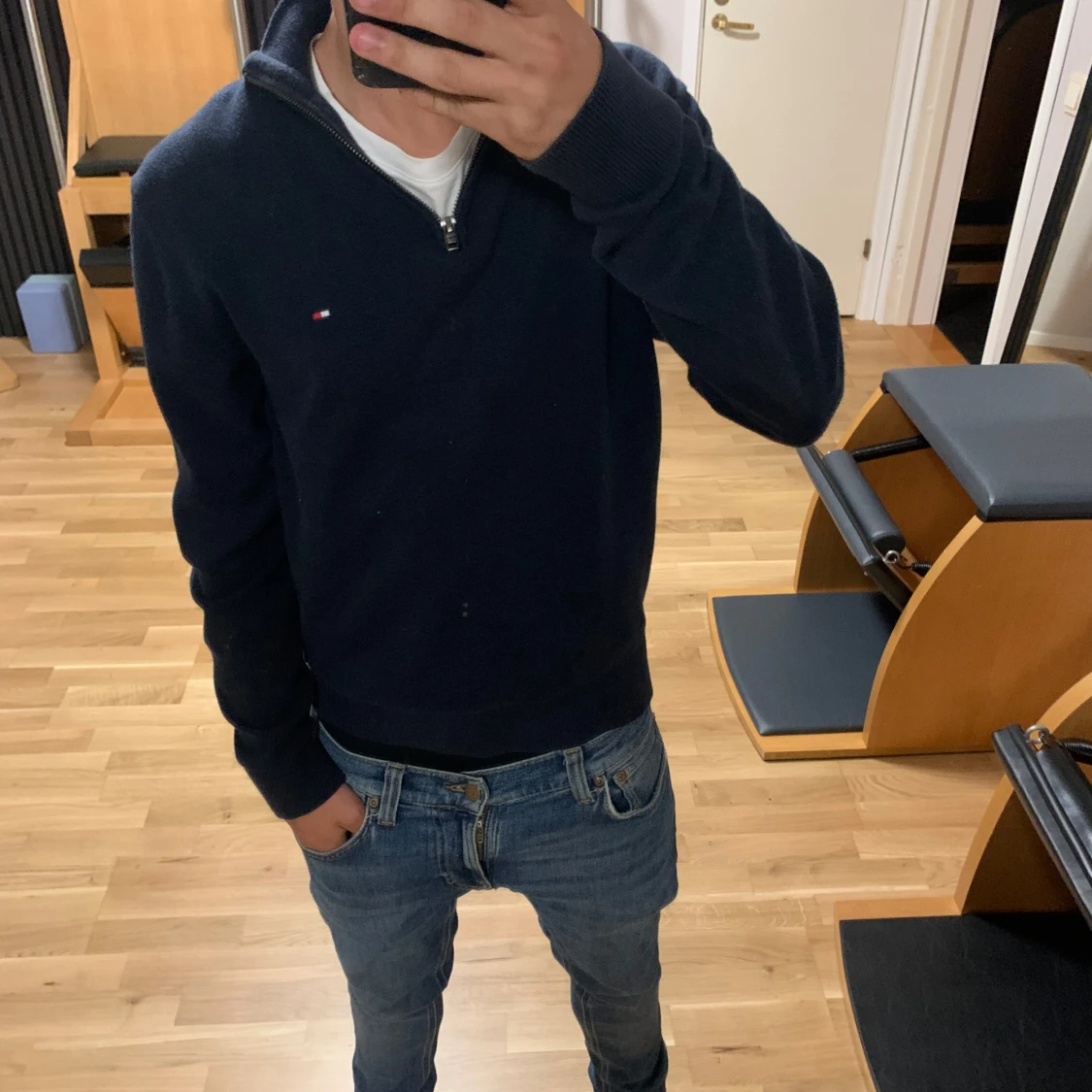Marinblå half zip tröja Tommy Hilfiger - 1