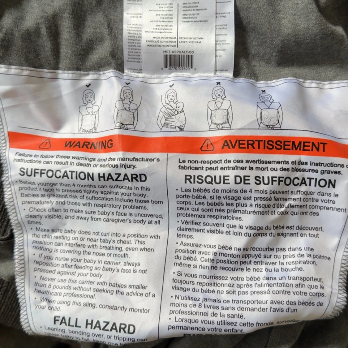 Mörkgrå bärsjal från Moby