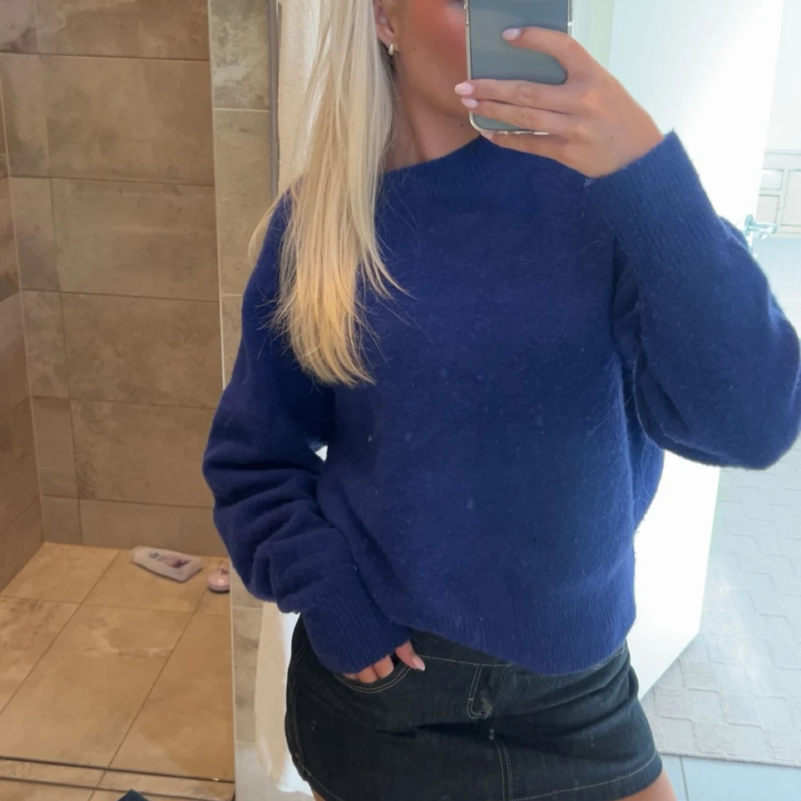 Blå/lila stickad tröja  - 1