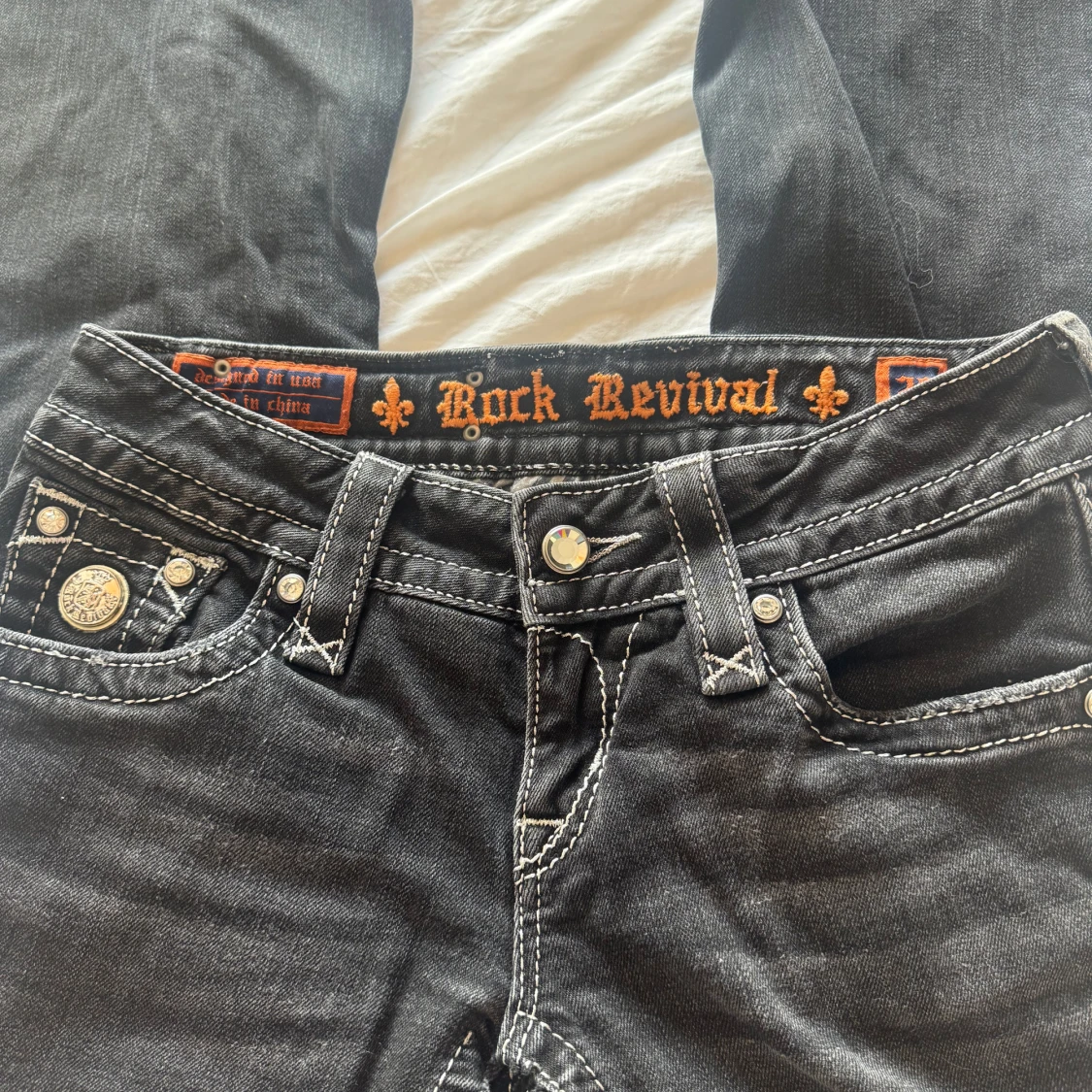 Rock Revival mörkgråa bootcut jeans - 1