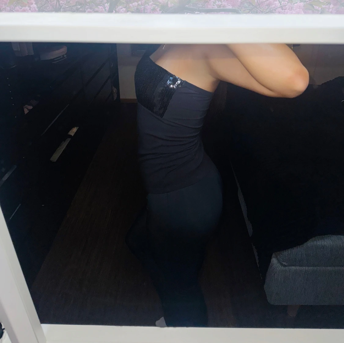 Svart glittrig tubtop - 2