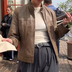 Vintage leather jacket  - Khaki grön skinnjacka vintage 